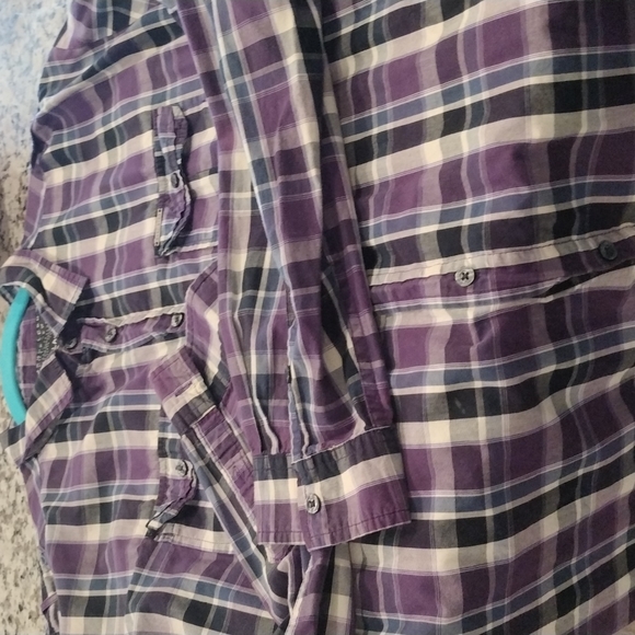 Xxl Marc Ecko Cut and Sew deadly threads Long sleeve button down purple black - Picture 8 of 9